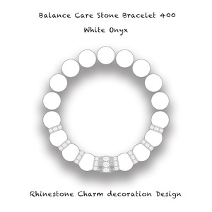 バランスブレスレット400 ラインストーンチャーム デコレーション デザイン・ホワイトオニキス(10mm)