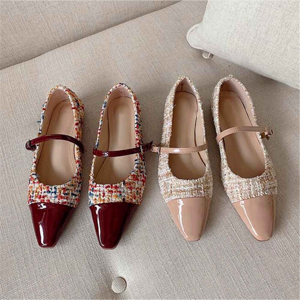 【新作】【送料無料】 ニューファッションスクエアヘッドレディースハイヒールスモールフレグランス風の表面素材ハイヒール春秋レディースハイヒール 靴 シューズ スプリング 春物 オータム 秋物 スクウェア 10b324075995421