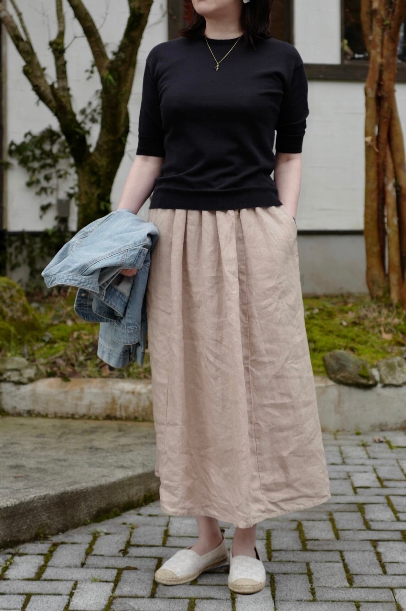 fog linen workリトアニアリネン ギャザー スカート fog linen work │ベススカート（リネン100％・普通地）3colors
