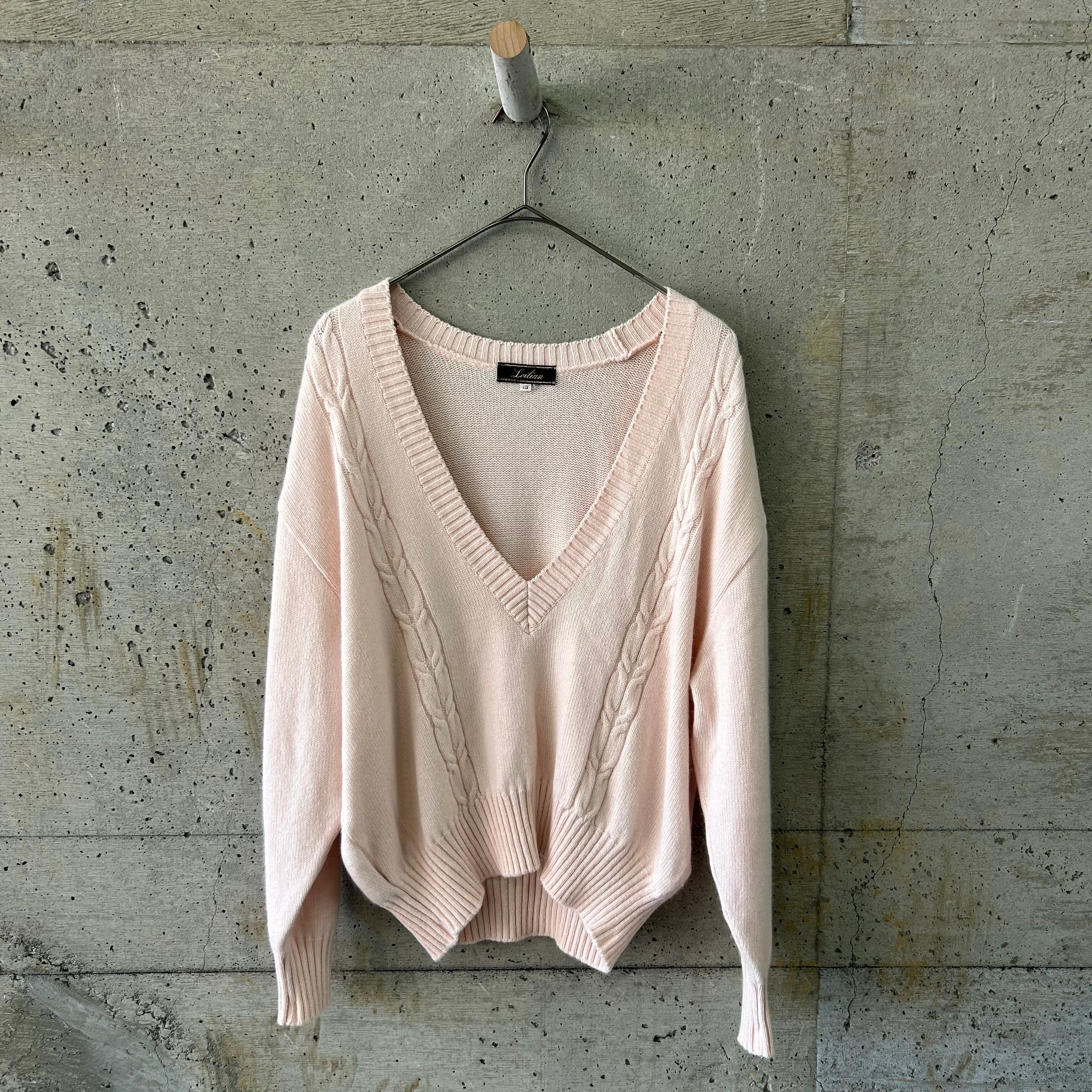 Baby pink V-neck knit