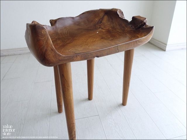 チーク無垢材 プリミティブチェアN07 イス 椅子 ベンチ 木製チェアー 天然木 手作り ナチュラル 素朴 銘木家具 一点物
