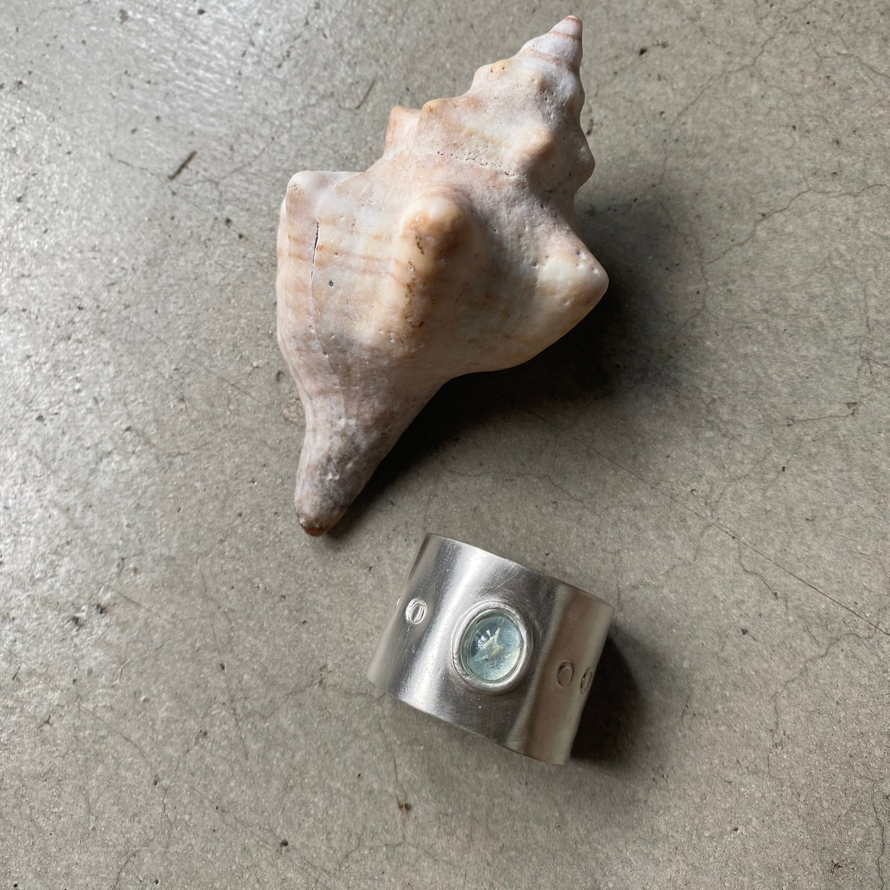 HAIR CUFF Silver -M- アクアマリン