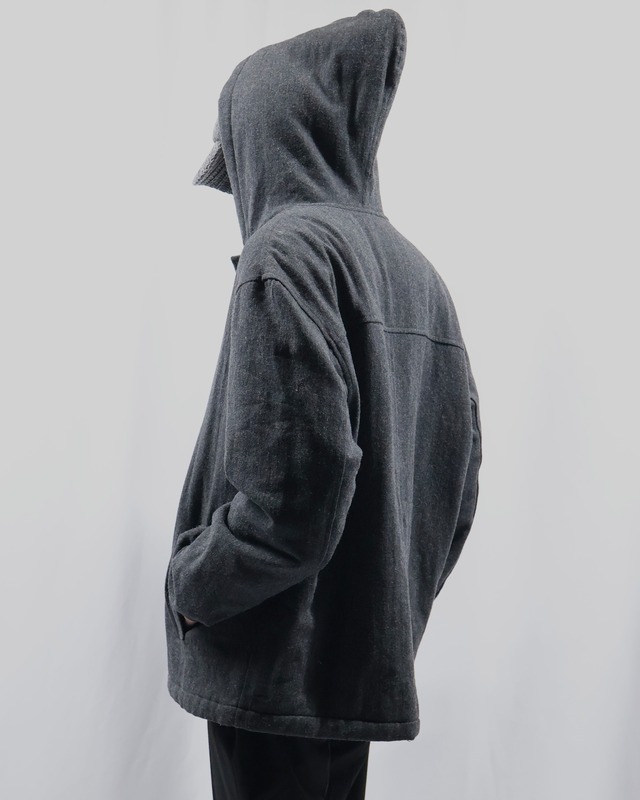 mid-length wool hooded coat