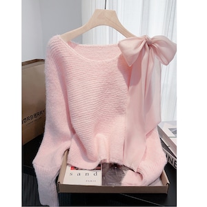 luxury bow detail knit top(2color)<t3008>