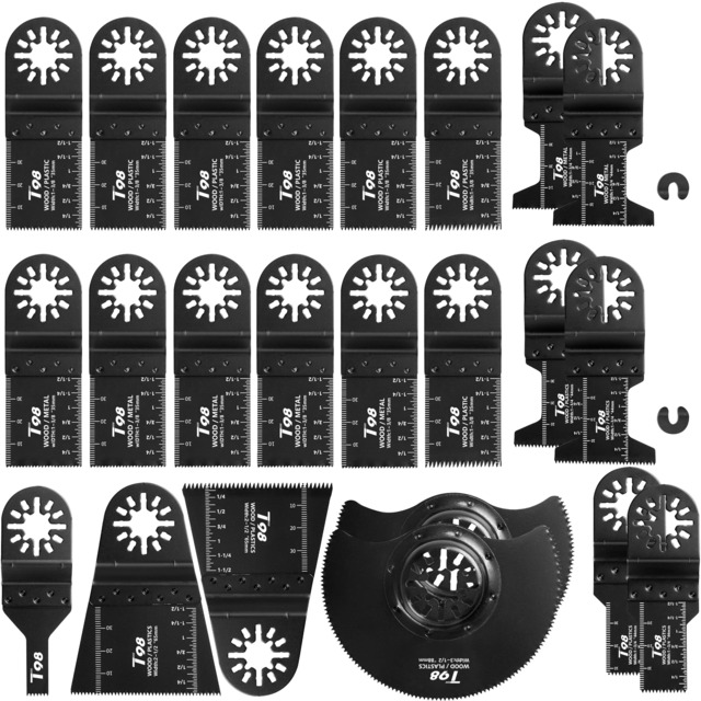 T98 ブレードカットソー マルチツール用替刃セット 23点 日立 マキタ ボッシュ等多機種対応 木材釘金属切断 先端工具セット 鋸刃互換 電動工具アクセサリー メタル
