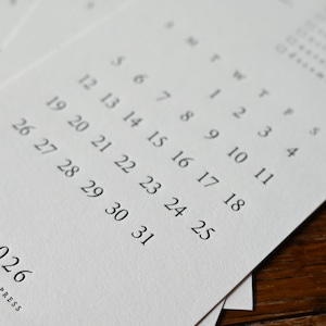 大枝活版室 / LETTER PRESS CALENDAR 2026〈カレンダー・活版・活版印刷・スケジュール 〉