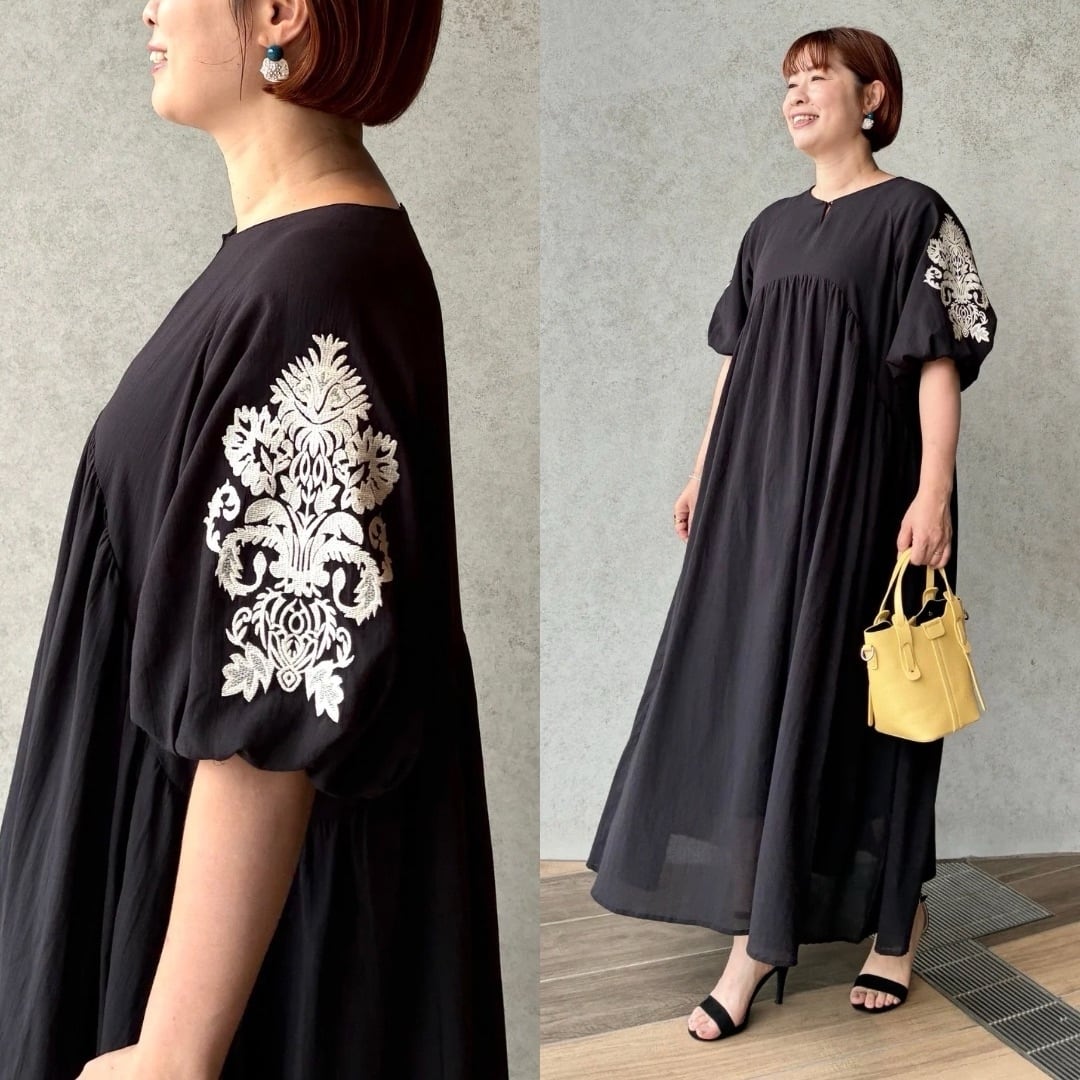 t*に様 keep my closet ドットチュール袖コットン 黒 keep my closet