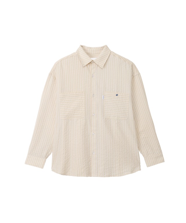 【#Re:room】SEERSUCKER STRIPE BIG SHIRTS［RES111］