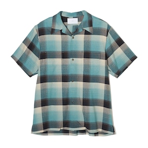 SUGARHILL 24SS RAYON OMBRE PLAID OPEN COLLAR BLOUSE HALF SLEEVE (Green Ombre)