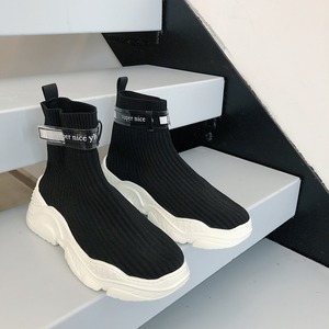 【Men】KNITTING PLATFORM ANKLE BOOTS SHOES 1color Z-195