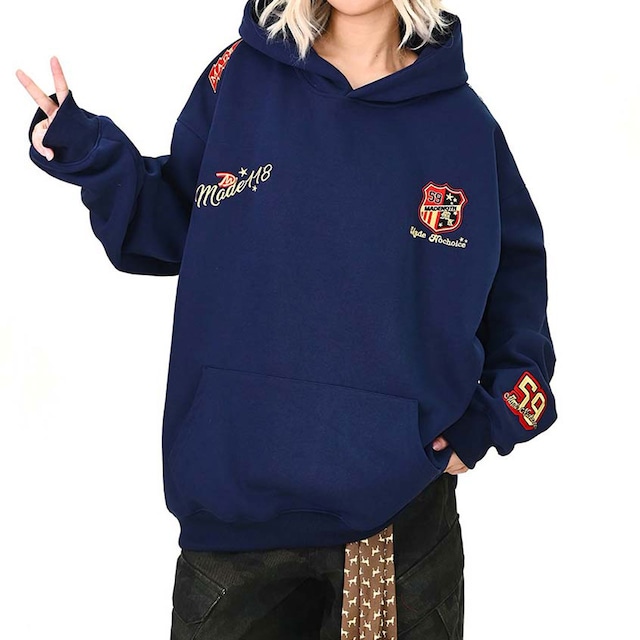 エンブレムスポーツフーディトップス 3col R01509