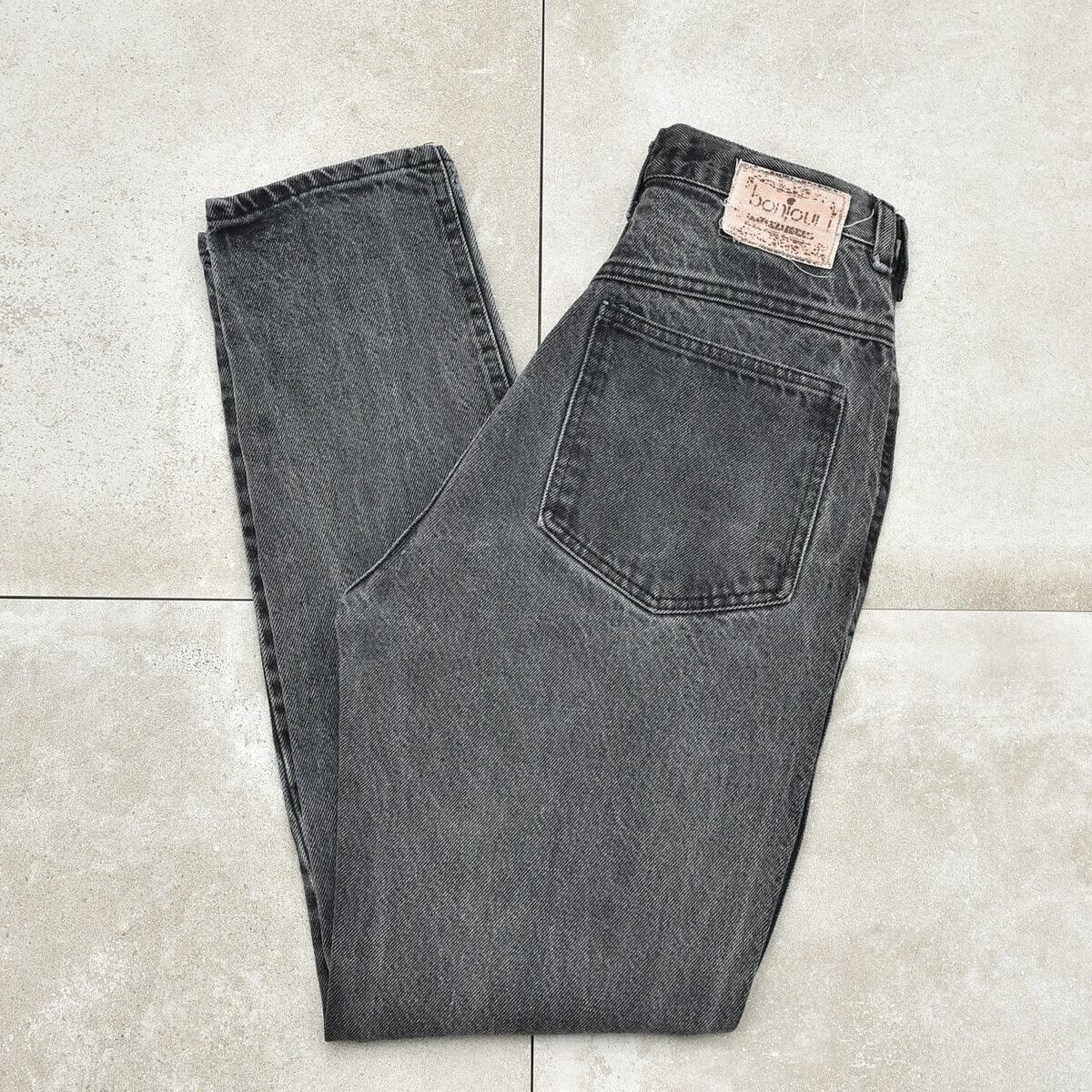 80's～ bonjour black denim tapered pants