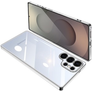 【数量限り】Samsung Galaxy S25 Ultra ケース クリア SC-52F SCG32 カバー ギャラクシーS25Ultra 透明 スマホケース 耐衝撃 軽量 メッキ加工 TPU 薄型 ストラップホール付き 滑り止め 落下防止（シルバー）