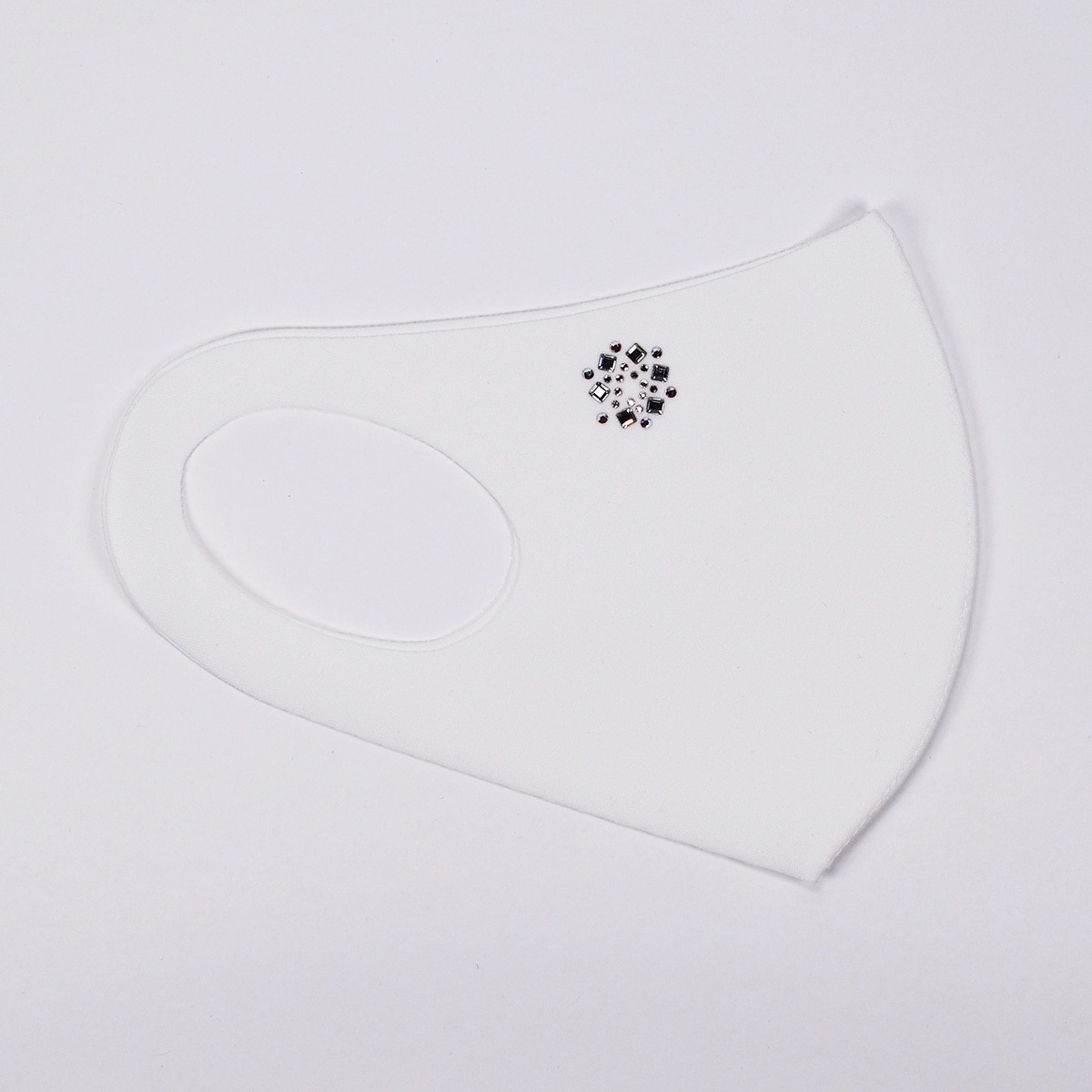 抗菌加工】ラインストーンマスク（スクエアサークル-1 クリスタル・ホワイト） | Asahi Senshoku