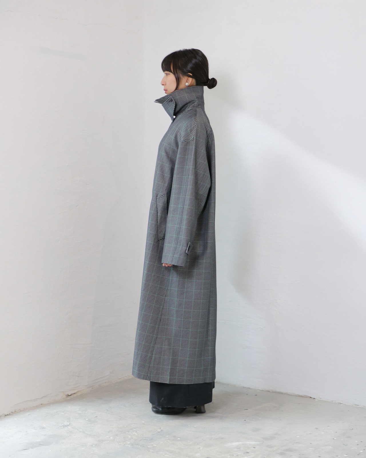 FOURAM - GRAMPIANS CORD COAT :Gray|グレンチェック/グランピアンズウールコート