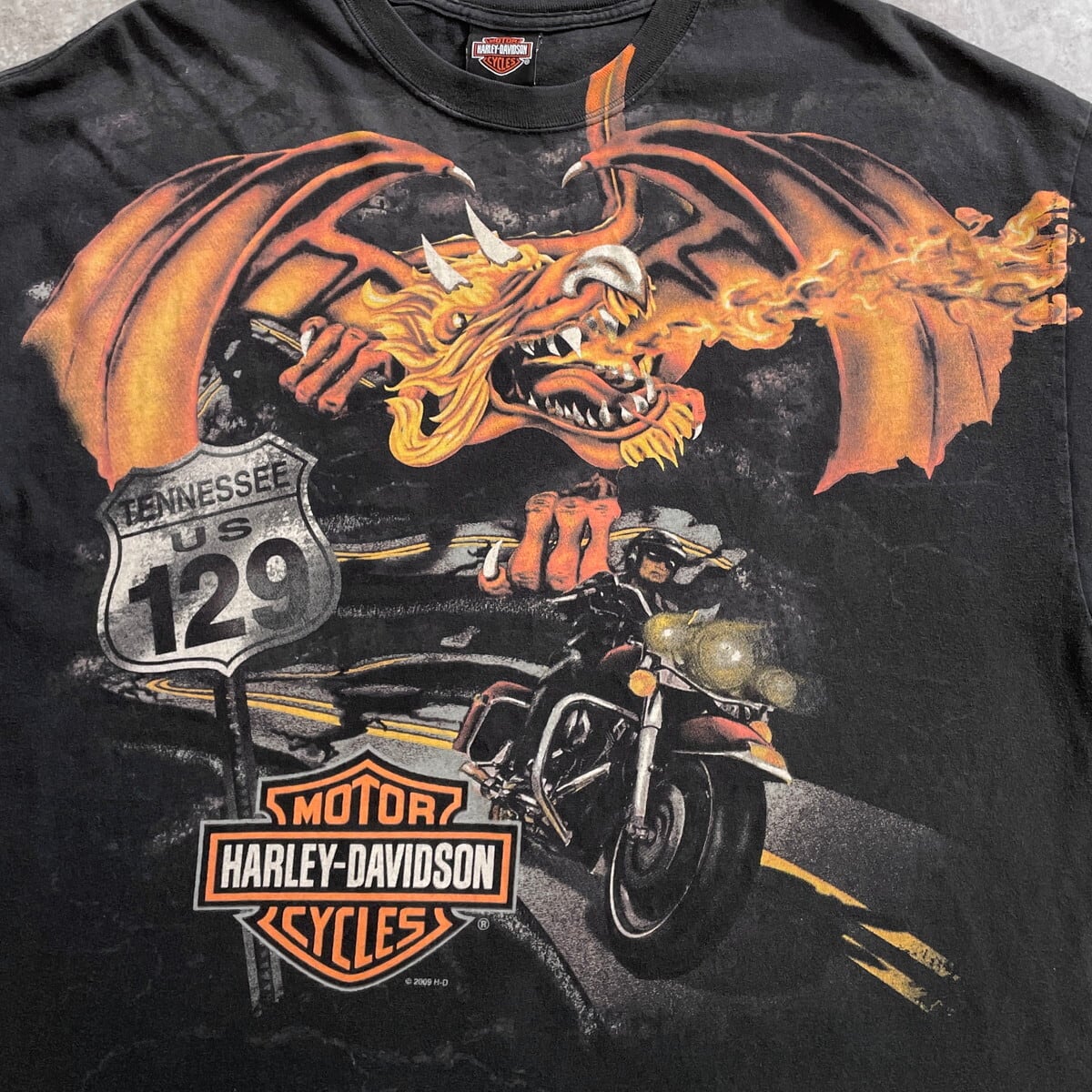 Harley-Davidson ハーレーTシャツドラゴン2XL 00年代 USA製 Harley-Davidson ハーレーダビッドソン ドラゴンロード