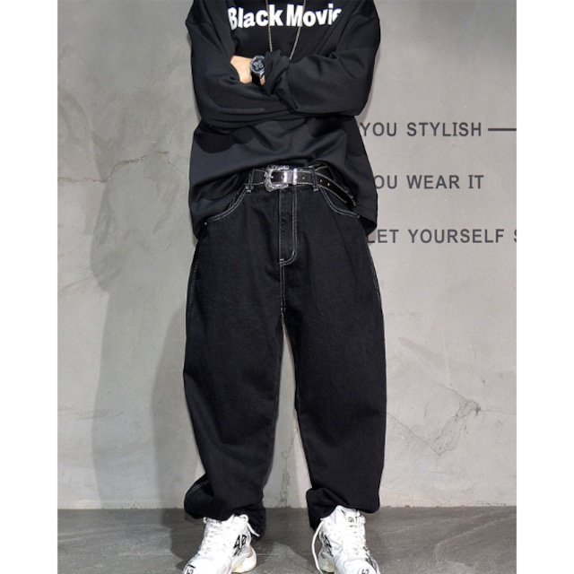 Wide silhouette denim pants C4571