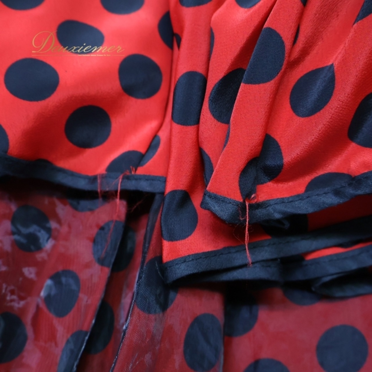 フラメンコ 衣装 ファルダ スカート ブラック系 プリマブティック ボランテ 水玉 ドット柄 フリル 練習 レッスン 伸縮 ストレッチ ボリューム prima boutique 黒 赤 ダンス衣装 ステージ イベント かわいい レッド系