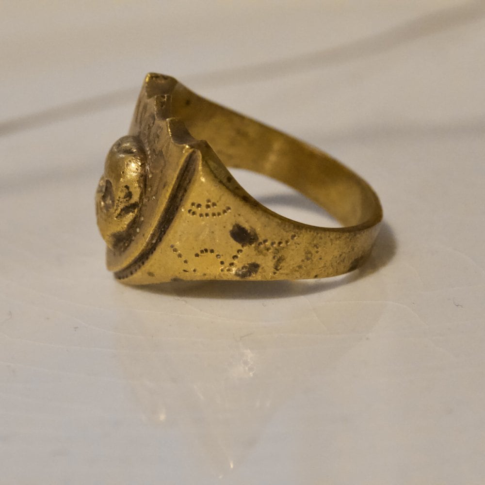 Vintage Military Souvenir Skull Ring [Late 1940s ~] [Brass --Skul