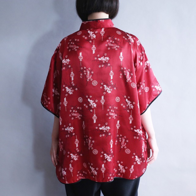 satin fabric s/s china shirt