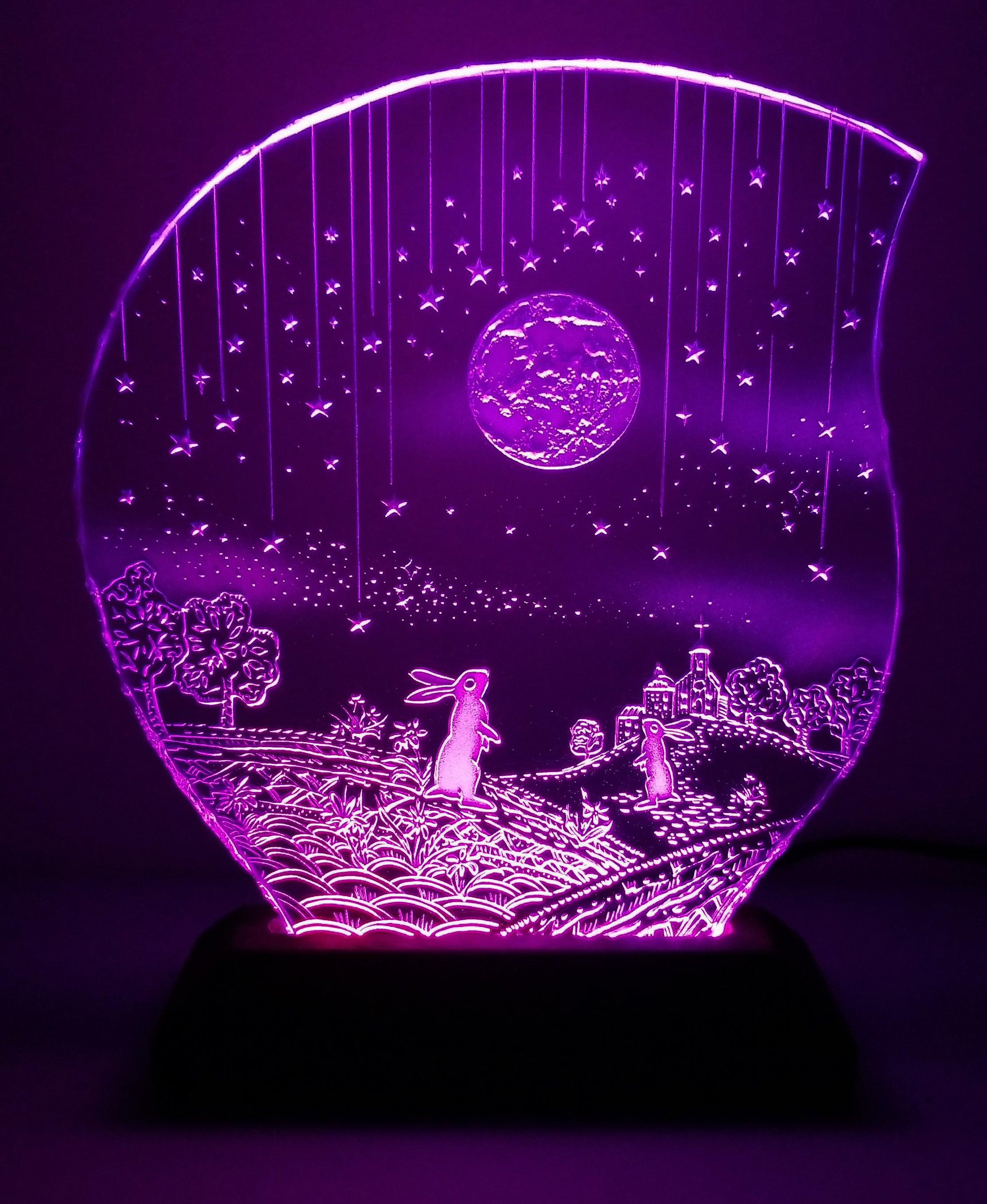 満月とウサギ　アート作品　額縁（黒）つき 満月とウサギ アート作品 額縁（黒）つき 満月とウサギ アート作品