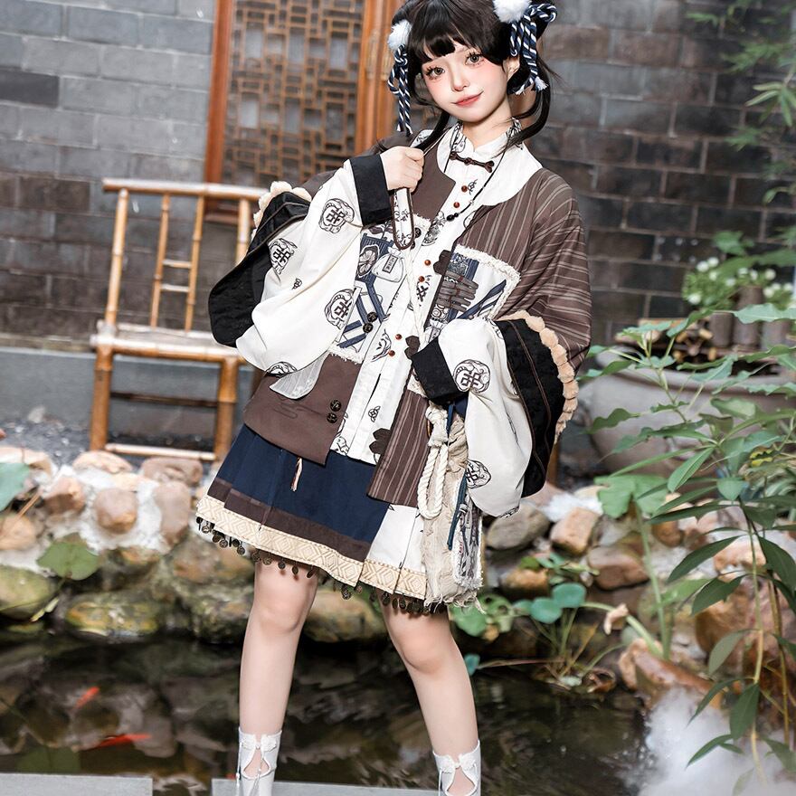 サブカル 服 地雷系 通販 ミニスカート プリーツ ウエストリボン 華ロリ レトロ ベビードール 量産型