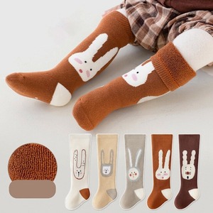 ベビー 冬新作　兎柄　バイカラー　ロングソックス