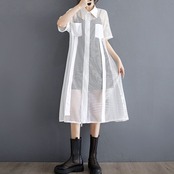 メッシュ シャツワンピース  30225