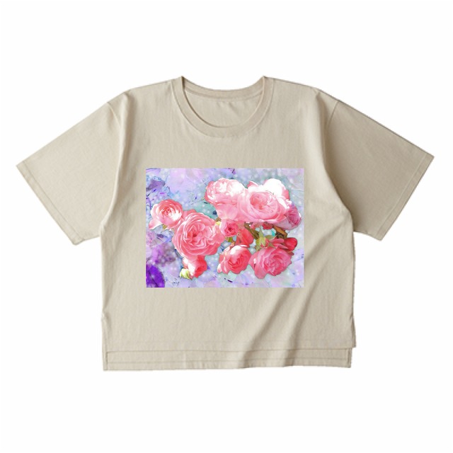 Tシャツ レディース ストーン バラ rose 薔薇 ライトグレー 花 flower ゆったり AIMI NATURE ARTS