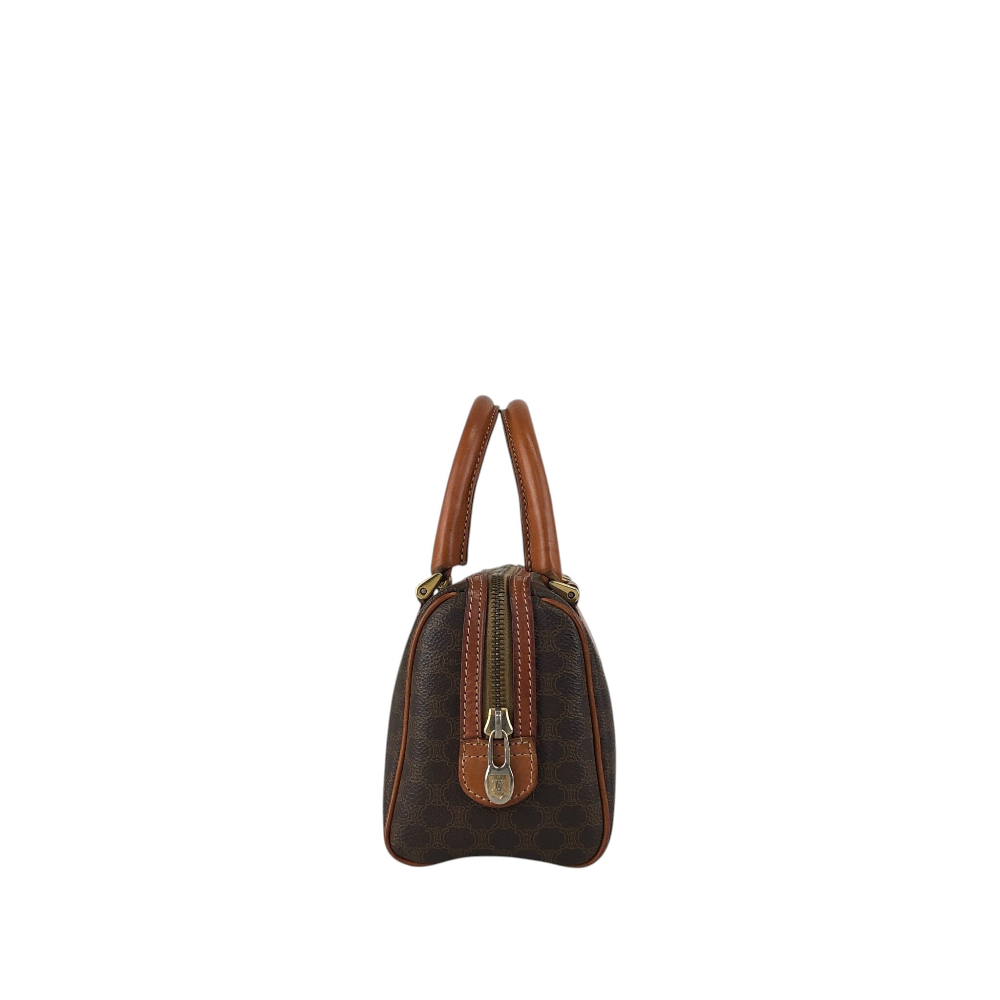 CELINE セリーヌ マカダム ショルダーバッグ ブラウン ブラゾン型押し