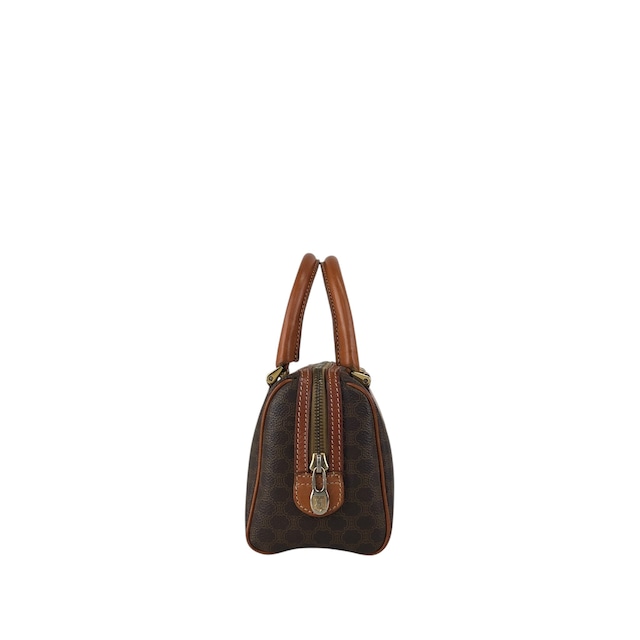 CELINE セリーヌ マカダム ショルダーバッグ ブラウン ブラゾン型押し PVC 2WAY ミニボストン vintage ヴィンテージ オールド 2kpnhi