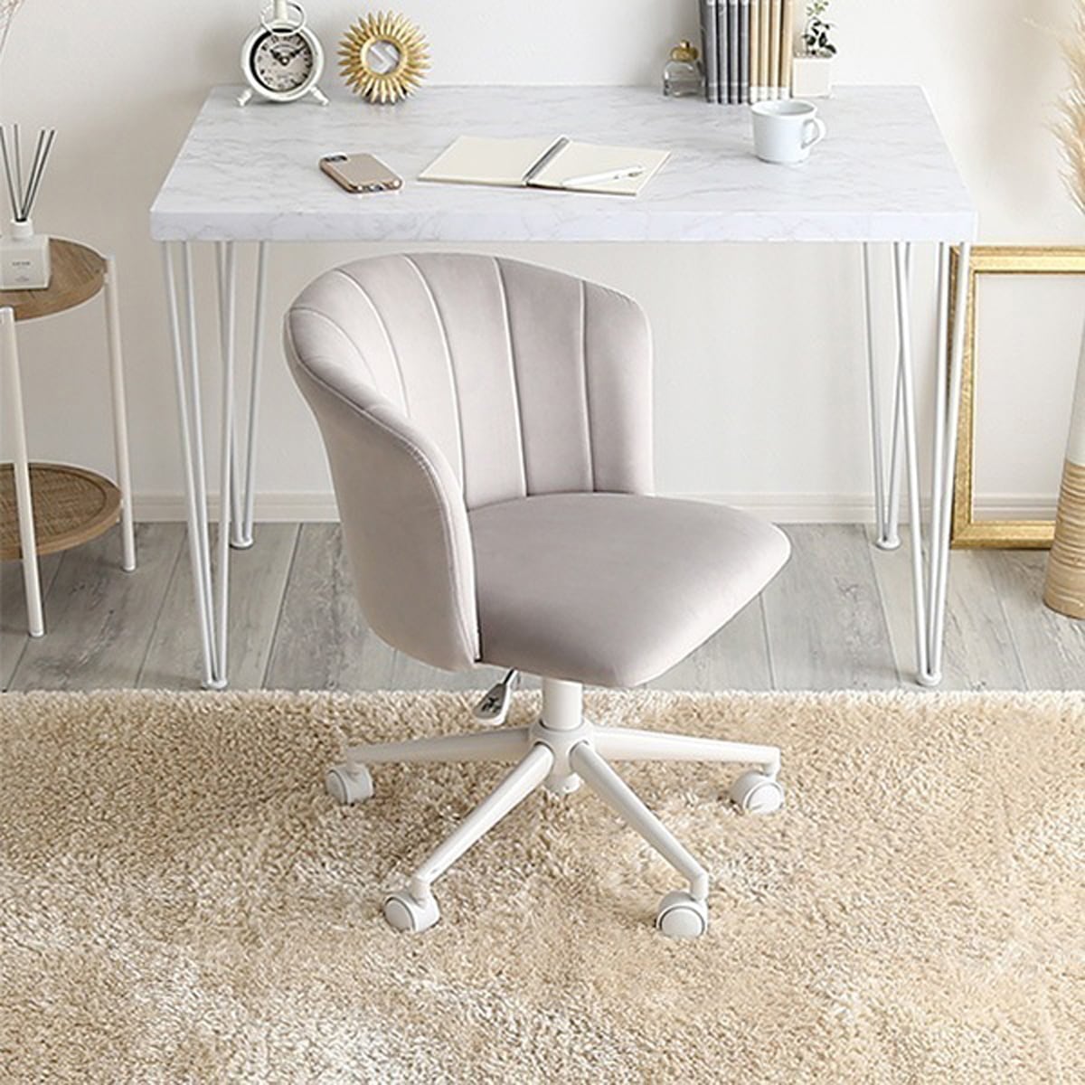 大人かわいいチェア スエード調 ウレタン座面