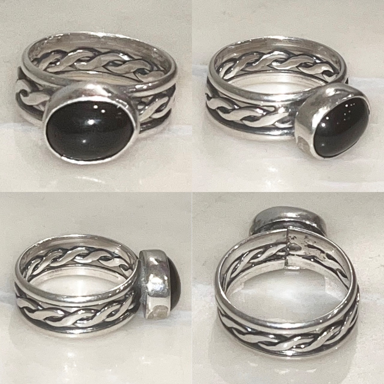 Navajo silver oval onyx ring (size9.5)