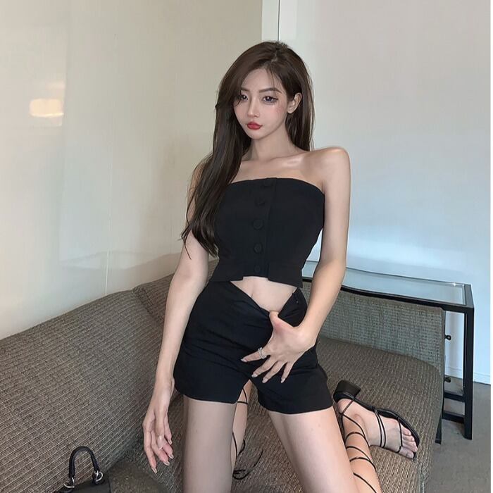 スタイルスタンダードサマートップス ハイウェストウェストスリムショーツ レトロ 夏物 ブルマー ドラファッションホール48089828353