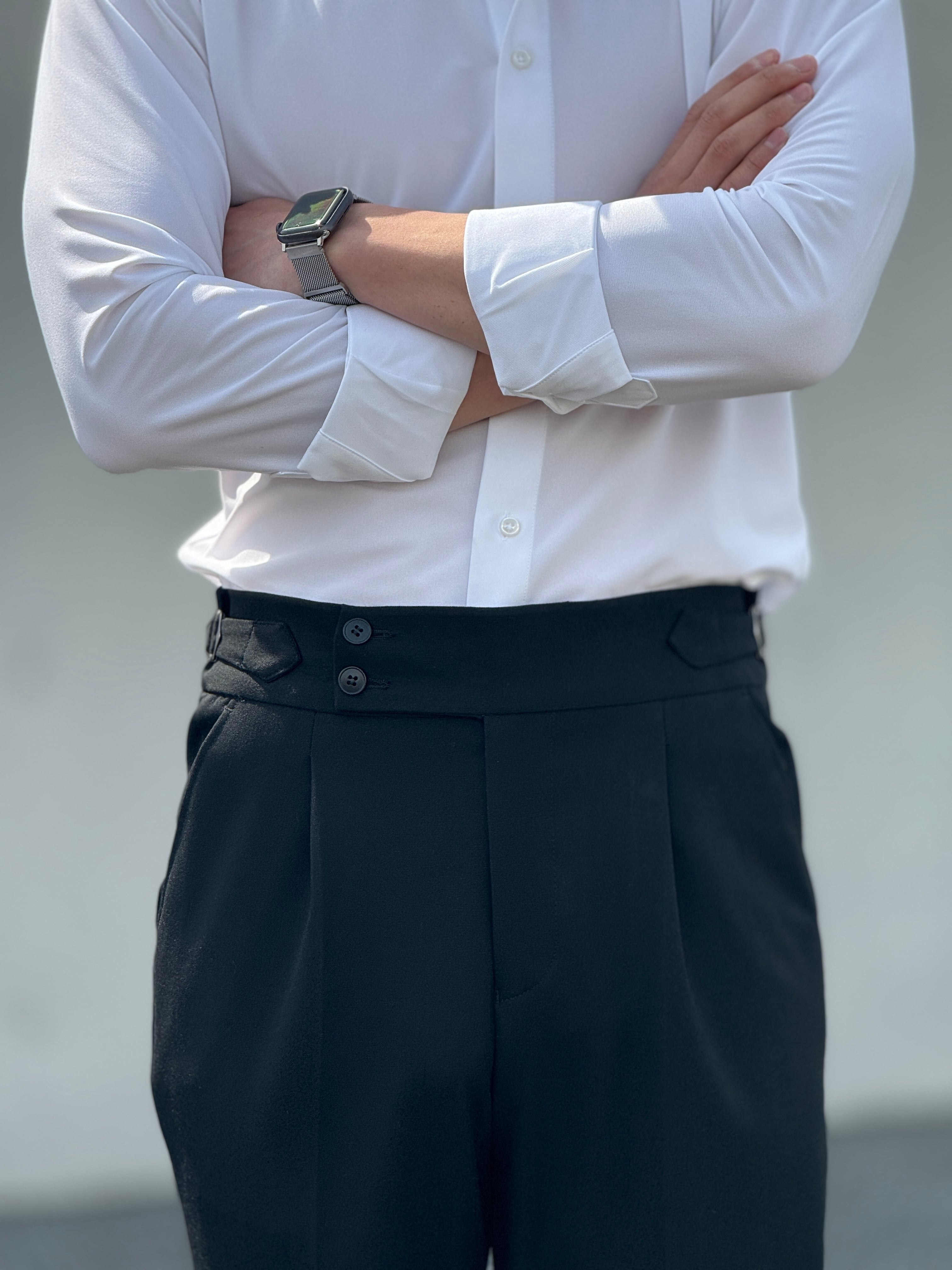 CARUSO スラックス　ベルトレス　BLACK 美品 ツータックベルトレススラックス【秋冬用】 | Wide Range