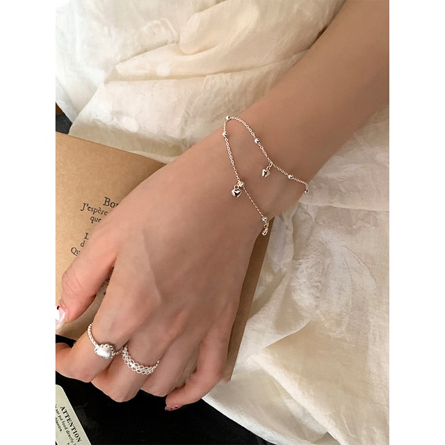 suzyaccシルバー２層重ね愛心ブレスレット