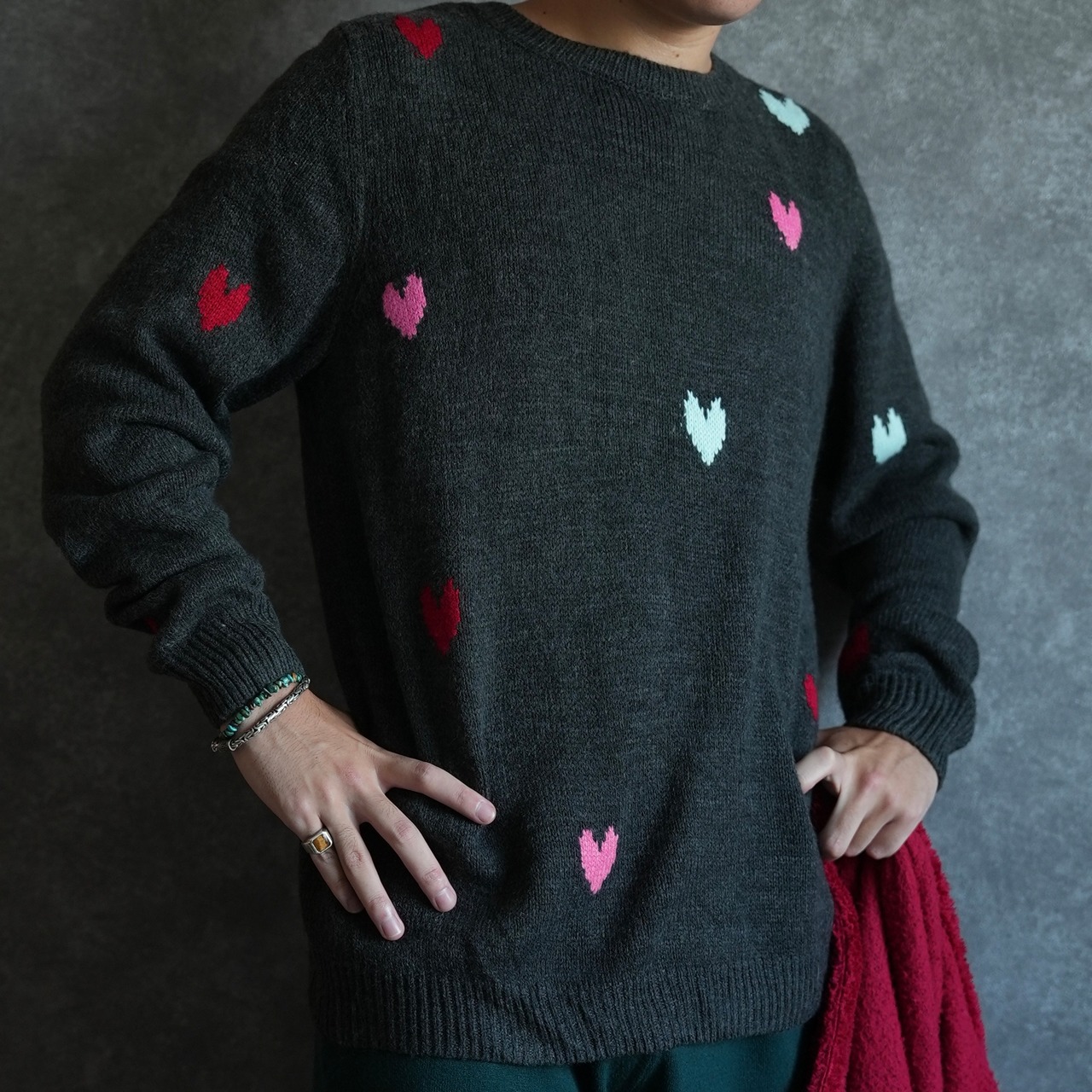 00s st john's bay Heart Acryl knit