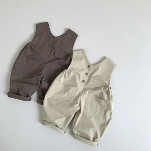 【BABY&KID】オシャレ無地サロペット