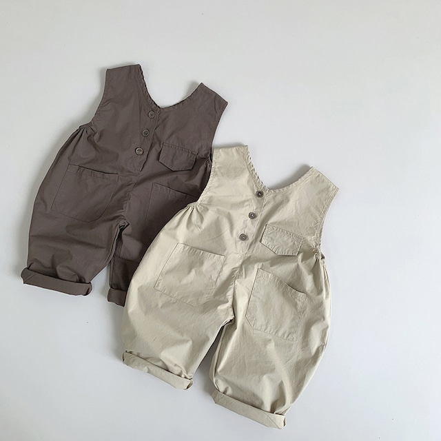 【BABY&KID】オシャレ無地サロペット