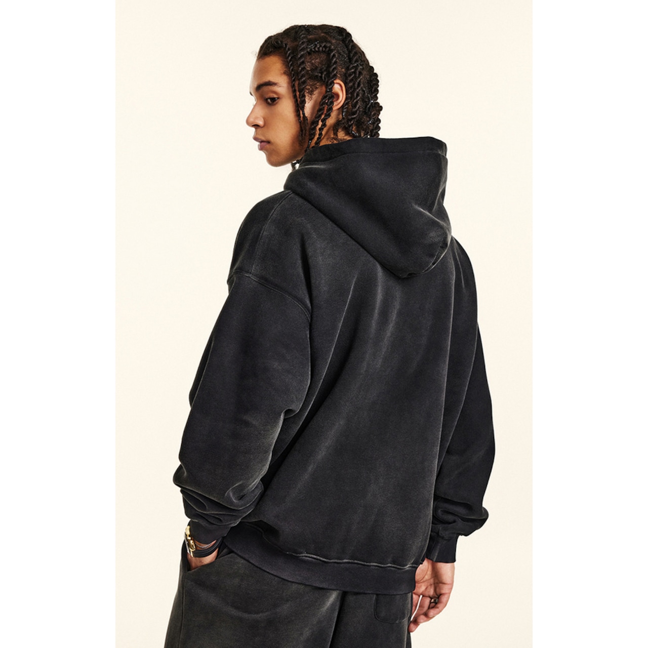 VINTAGE ストリート 裏起毛 クロスプリント パーカー T1861