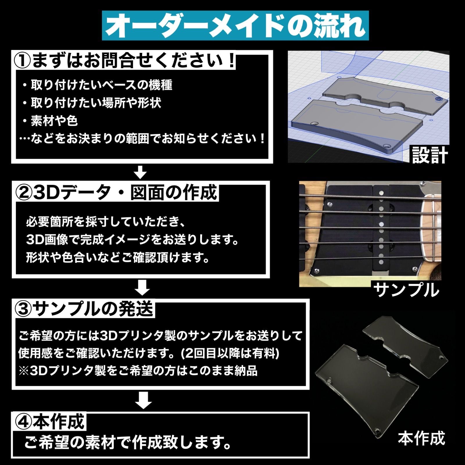 高さ調整可能なフィンガーランプ - MUSICMAN StingRayタイプ用 ハーフ