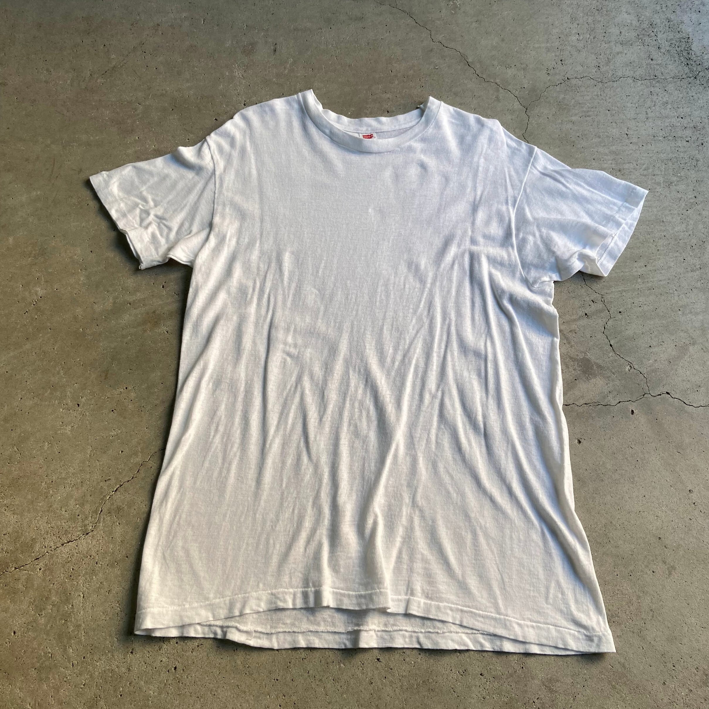 70年代 USA製 Hanes ヘインズ シングルステッチ 無地 Tシャツ メンズL 