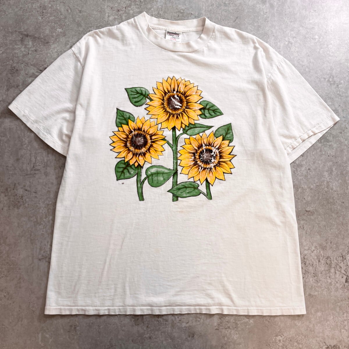 90年代 ひまわり 向日葵 フラワー ボタニカル アートプリントTシャツ