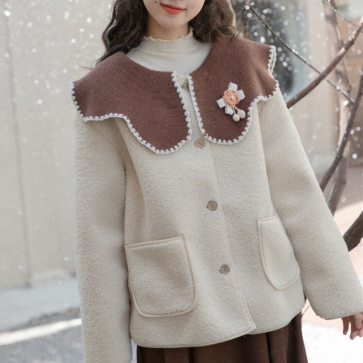 アウター レディース 2色 コート ショート丈 袖あり 長袖 ボア かわいい 大人可愛い シンプル カジュアル フェミニン おしゃれ ナチュラル こなれ感 ラブリー キュート ガーリー 個性的 レトロ 抜け感 学生 通学 デート お出かけ 女子会 休日 旅行 散歩 送料無料 公園デビュー S M L ゆったり ゆる アプリコット ブラウン 秋 冬 10代 20代 30代 40代 ママ 女性用 韓国 韓国系 着回し 普段使い 重ね着 体型カバー 定番 ファッション コーデ スタイル プチプラ モテ