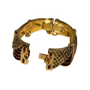 vintage gold color metal rhinestone & enamel bangle
