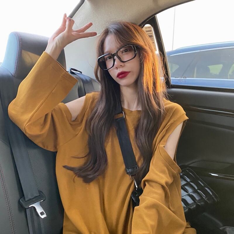 ロングTシャツ スプリングオータムスタイルルーズ かわいい 春物 秋物 試着室33993771016