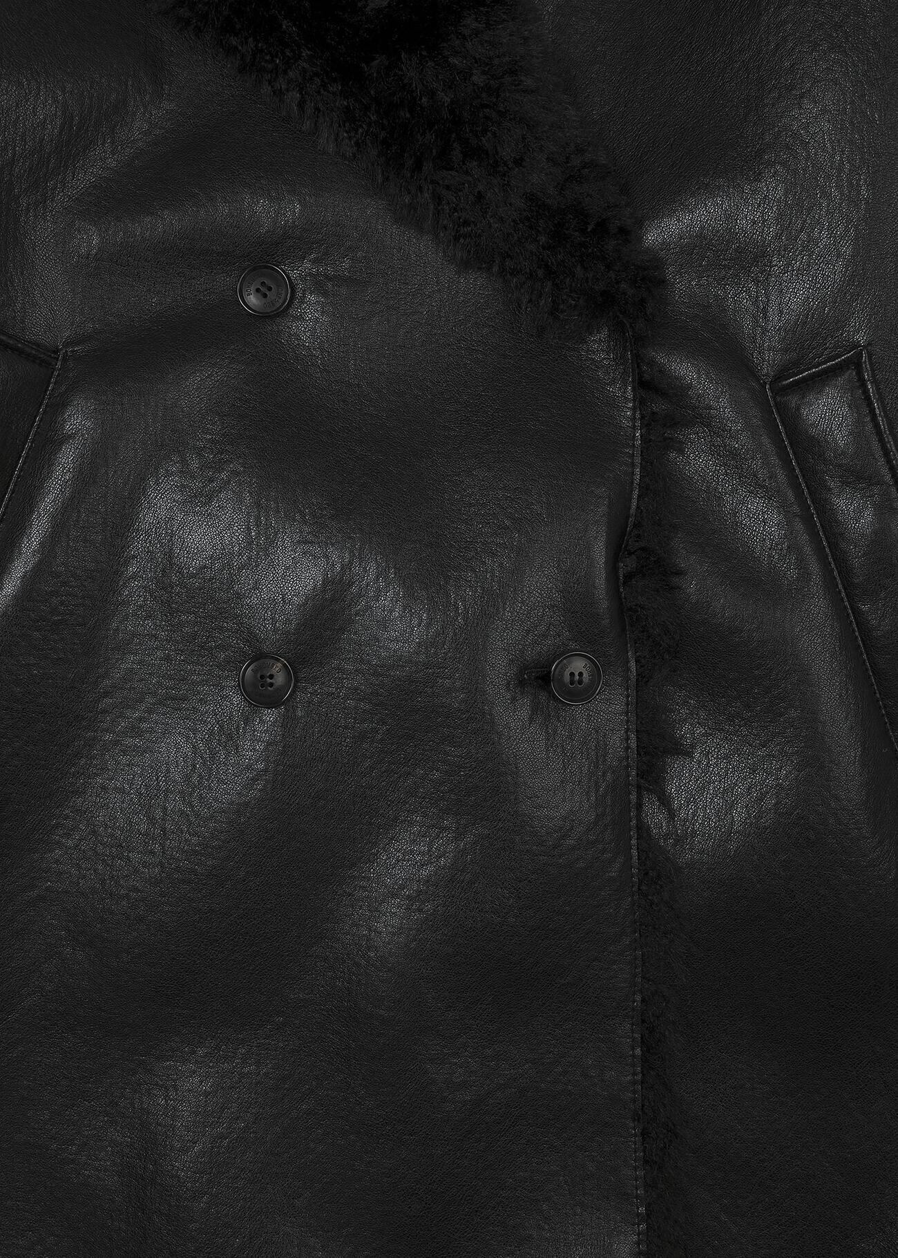 【BOHEMSEO】(HALF) FAUX LEATHER SHEARLING COAT [正規品] HALF) FAUX LEATHER SHEARLING COAT, BLACK - bohemseo