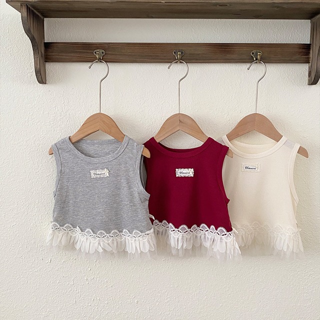 【BABY】裾レース切替ノースリーブTシャツ - 5