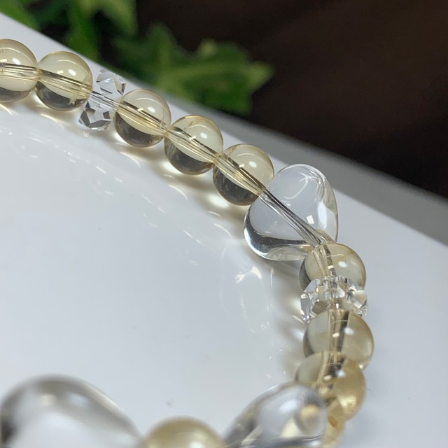3.ハート水晶×シトリン・デザインブレスレット