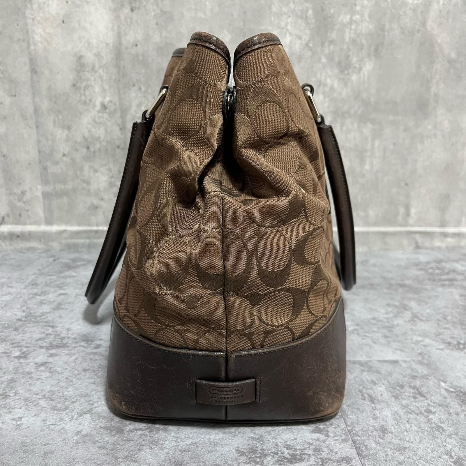 COACH コーチ ハンドバッグ シグネチャー キャンバス レザー 茶 バッグ コーチ ハンドバッグ シグネチャー レザー キャンバス 茶色